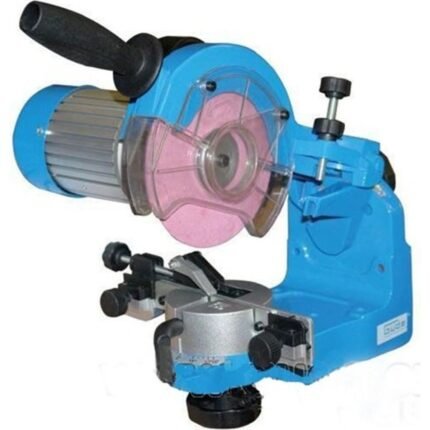 A robust saw chain sharpener, intended for sharpening all commonly used types of electric/motor saw chains in the conditions of service centers