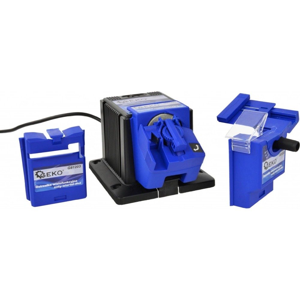GEKO G81207 Grinder - chain sharpener 90W GEKO This proven grinder and chain sharpener with a power of 90 W is designed to be attached to a table or wall in a garage or workshop.