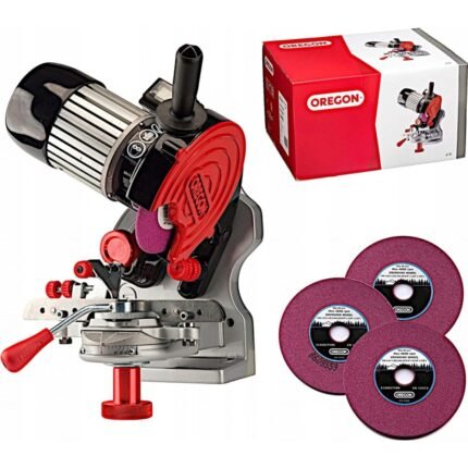 A sharpener suitable for sharpening most common chains available on the market, including harvesters.