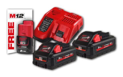 MILWAUKEE 18V starter set, 2x3Ah battery and M12-18FC charger M18HNRG-302