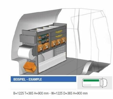 Brillmobil in-vehicle equipment Volkswagen Caddy from 2015 driver's side 1225x365x900 mm (Block 01)