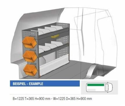Brillmobil in-vehicle equipment Volkswagen Caddy from 2015 driver's side 1225x365x900 mm (Block 07)