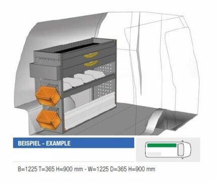 Brillmobil in-vehicle equipment Volkswagen Caddy from 2015 driver's side 1225x365x900 mm (Block 08)