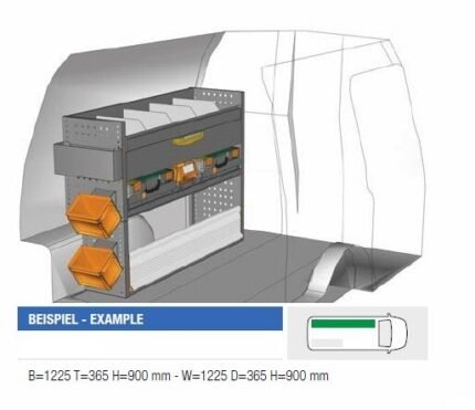 Brillmobil in-vehicle equipment Volkswagen Caddy from 2015 driver's side 1225x365x900 mm (Block 09)