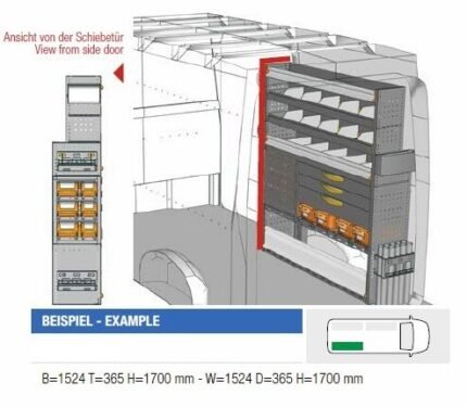 Brillmobil in-vehicle equipment Volkswagen Crafter from 2017 passenger side 1524x365x1700 mm (Block 03)