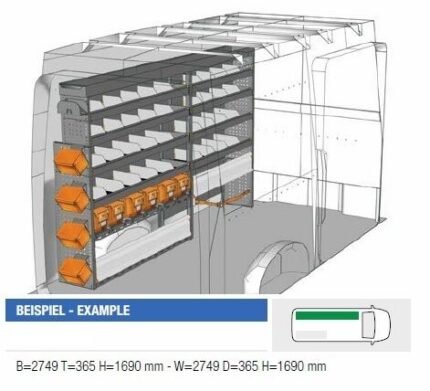 Brillmobil in-vehicle equipment Volkswagen Crafter from 2017 driver's side 2749x365x1690 mm (Block 01)