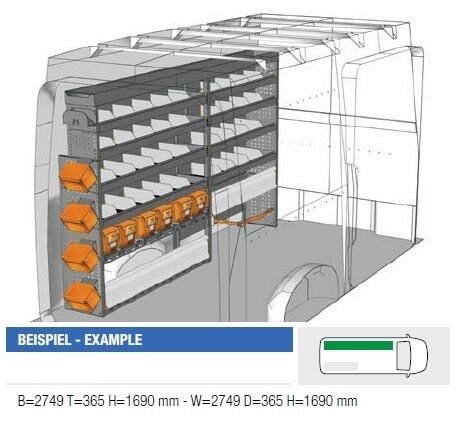 cr_2717_01_119528 Brillmobil in-vehicle equipment Volkswagen Crafter from 2017 driver's side 2749x365x1690 mm (Block 01)