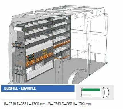 Brillmobil in-vehicle equipment Volkswagen Crafter from 2017 driver's side 2749x365x1690 mm (Block 04)