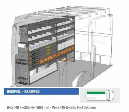 Brillmobil in-vehicle equipment Volkswagen Crafter from 2017 driver's side 2749x365x1690 mm (Block 05)