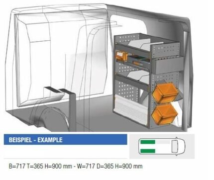 Brillmobil in-vehicle equipment Mercedes Benz Citan from 2012 passenger side 717x365x900 mm (Block 01)