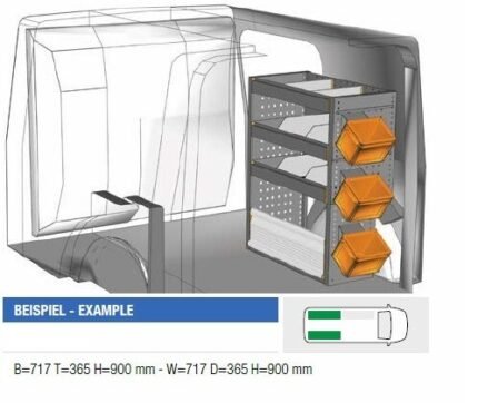 Brillmobil in-vehicle equipment Mercedes Benz Citan from 2012 passenger side 717x365x900 mm (Block 02)