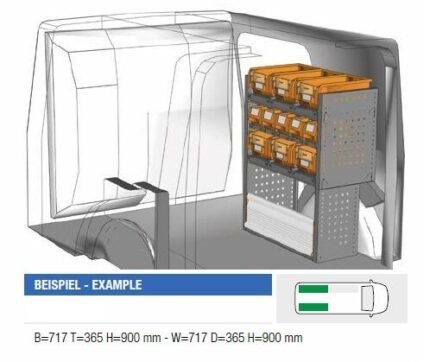 Brillmobil in-vehicle equipment Mercedes Benz Citan from 2012 passenger side 717x365x900 mm (Block 04)
