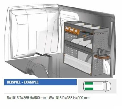 Brillmobil in-vehicle equipment Renault Kangoo from 2012 passenger side 1016x365x900 mm (Block 05)