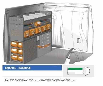 Brillmobil in-vehicle equipment Mercedes Benz Citan from 2012 driver's side 1225x365x1000 mm (Block 04)