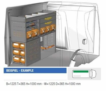 Brillmobil in-vehicle equipment Mercedes Benz Citan from 2012 driver's side 1225x365x1000 mm (Block 05)
