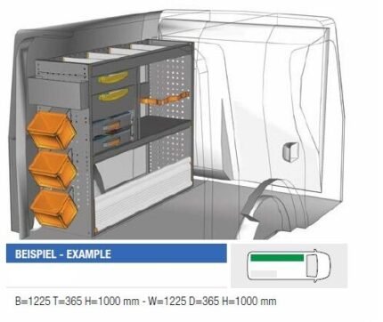 Brillmobil in-vehicle equipment Mercedes Benz Citan from 2012 driver's side 1225x365x1000 mm (Block 07)