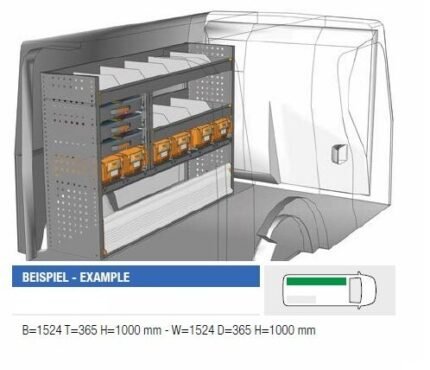Brillmobil in-vehicle equipment Renault Kangoo from 2012 driver's side 1524x365x1000 mm (Block 01)