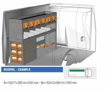 Brillmobil in-vehicle equipment Renault Kangoo from 2012 driver's side 1524x365x1000 mm (Block 06)
