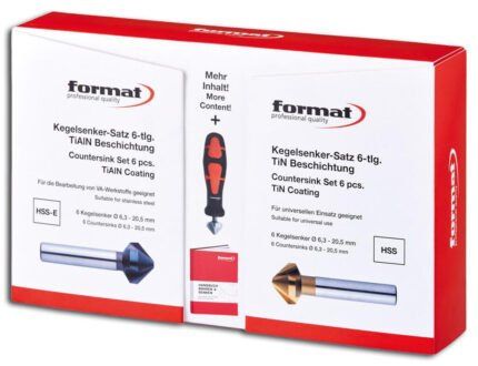 FORMAT countersink set Edition VA+steel in box incl. hand deburrer and manual