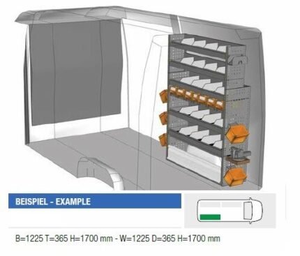 Brillmobil in-vehicle equipment Mercedes Benz Sprinter from 2018 passenger side 1225x365x1700 mm (Block 01)