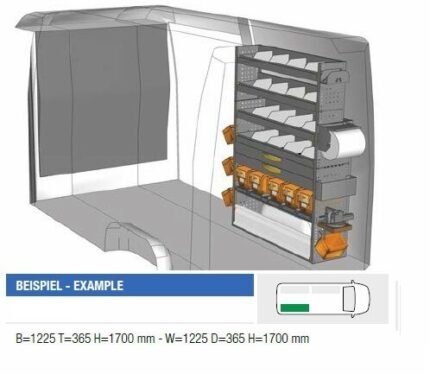 Brillmobil in-vehicle equipment Mercedes Benz Sprinter from 2006 passenger side 1225x365x1700 mm (Block 09)