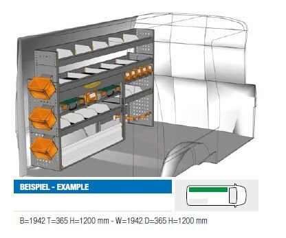 Brillmobil in-vehicle equipment Volkswagen Transporter T6 driver's side 1942x365x1200 mm (Block 08)
