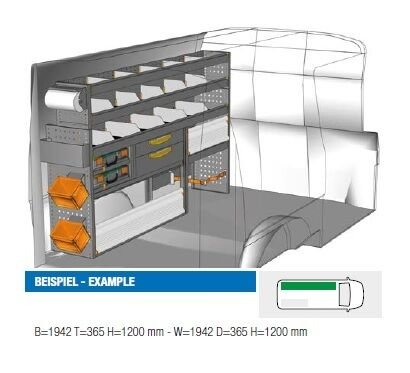 Brillmobil in-vehicle equipment Volkswagen Transporter T6 driver's side 1942x365x1200 mm (Block 11)