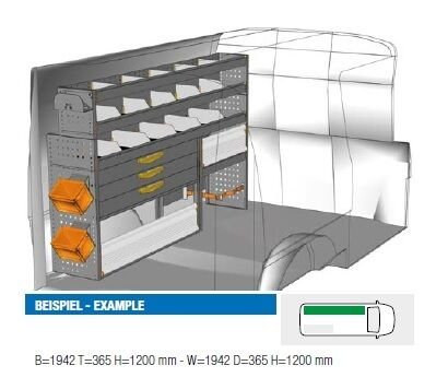 Brillmobil in-vehicle equipment Volkswagen Transporter T6 driver's side 1942x365x1200 mm (Block 12)