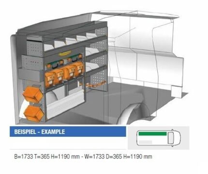 Brillmobil in-vehicle equipment Mercedes Benz Vito from 2015 driver's side 1733x365x1190 mm (Block 04)