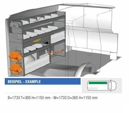 Brillmobil in-vehicle equipment Mercedes Benz Vito from 2015 driver's side 1733x365x1190 mm (Block 14)