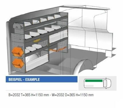 Brillmobil in-vehicle equipment Mercedes Benz Vito from 2015 driver's side 2032x365x1150 mm (Block 14)